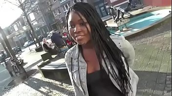 Ebony Cum Walk on the Street