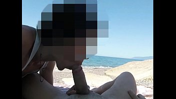 Girl sucks cock in public beach and gets caught by stranger - MissCreamy