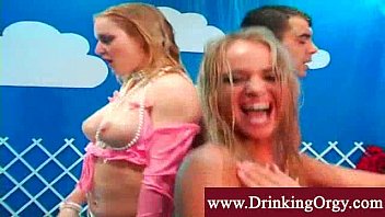 Tipsy twin sisters get banged at an orgy
