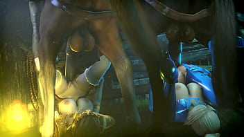 Zelda and Zero suit Samus get fucked in the ass by horse cocks