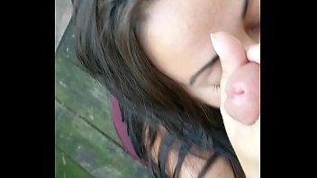 Outdoor sucking and tittyfuck with mature MILF with tattoos