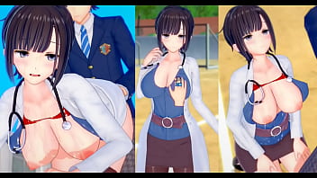 【エロゲーコイカツ！】爆乳保険の先生とおっぱい揉みまくりセックス３DCGエロアニメ動画