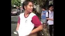 Khmer girl flashes her boobs in public